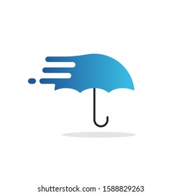 logo with a melted umbrella icon with a gradation in blue