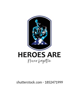 Logo for Memorial Day,With Letter Heroes ere never Forgotten 