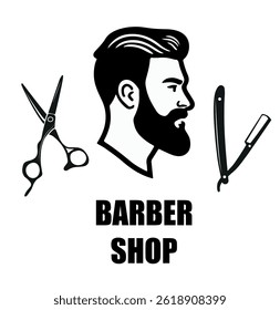 Logo for men barbershop in black color	