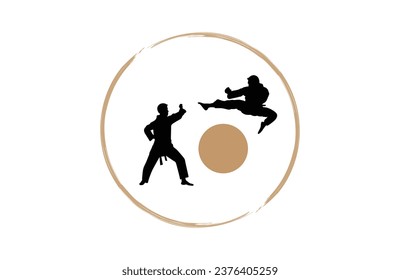 logo men karate silhouette vector. Boxing and competition silhouettes vector image,