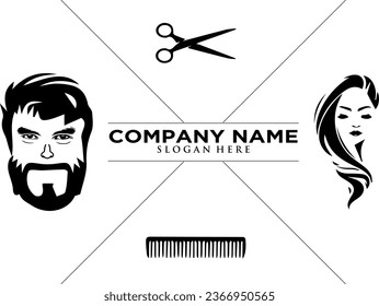 logo for men's and women's hair salons or barbershops