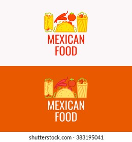 The logo of Mexican food. Mexican food, the sign for the restaurant. Vector illustration.