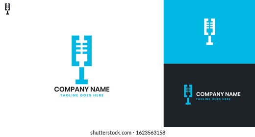 Logo Microphone - All elements on this template are editable with vector software.