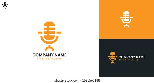 Logo Microphone - All elements on this template are editable with vector software.