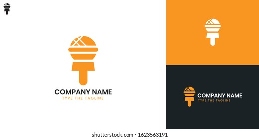 Logo Microphone - All elements on this template are editable with vector software.