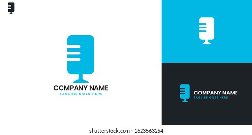 Logo Microphone - All elements on this template are editable with vector software.