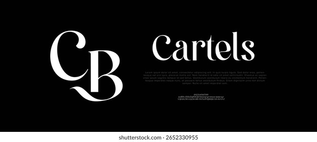 Logo minimal luxury alphabet beauty font. Typography elegant classic lettering serif fonts decorative wedding logos, design for fashion, beauty shop and brand. vector illustration
