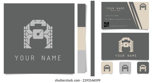 logo with a minimalist geometric business card design in gray and white to create a clean impression
