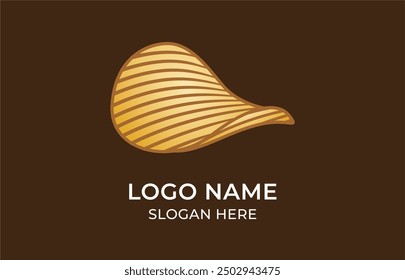 Logo Minimalist golden chrips or potato chips, snack, meal, fastfood, food logo. Editable file