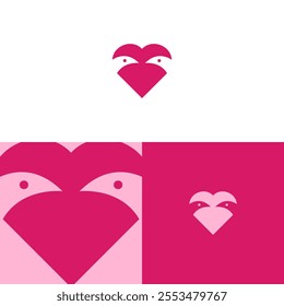 Logo Minimalist Heart Love Birds Cute