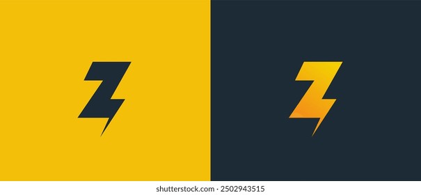 Logo minimalist letter Z and flash, thunder or power, electricity, energy, thunder, volt icon simple. Editable file