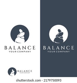 Logo Minimalist zen stones, balancing stones, neatly stacked stones, stones for meditation or health.