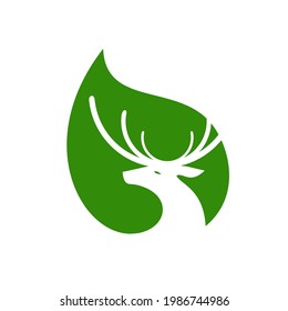 logo from mixed deer and leaf for sign of company