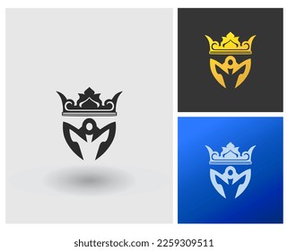Logo MO or OM Letter shape monogram style with crown