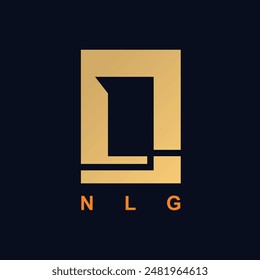 A logo with a modern building shape formed from the letters N, L and G in gold which gives an elegant impression