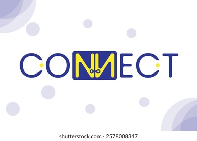 Logo modern dan minimalis dengan konsep 'Connect', menggambarkan hubungan, koneksi, dan jaringan