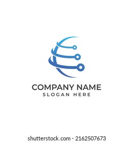 Logo of modern digital tech world, global or tech planet, and digital tech protection. Logo with vector concept.