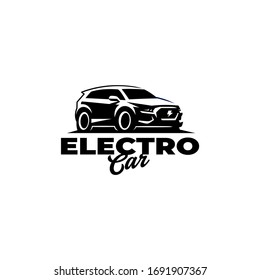 Logo of a modern electric car with an aggressive, swift design. Sports hatchback.