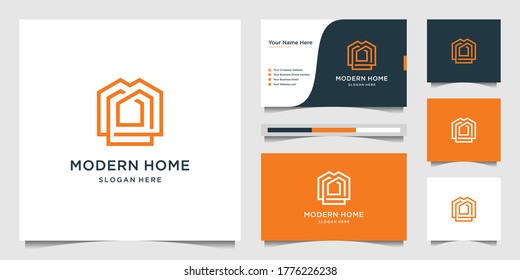 Logo modern home for construction, home, real estate, building, property. minimal logo design template and business card design Premium Vector