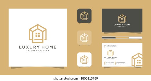 Logo modern home for construction, home, real estate, building, property. minimal awesome trendy professional logo design template and business card design