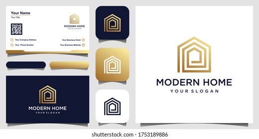 logo modern home vector for construction, home, real estate, building, property. Minimal awesome trendy professional logo design template and business card design