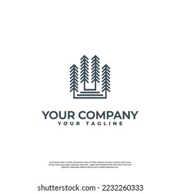 logo modern minimalist pine forest