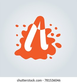 logo A with modern orange dot, alphabet logo vector. vector art