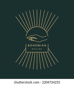 Logo in modern style. The logo of the cream means in the course of the hands. Vector linear icon. Boho - design templates. Abstract design elements for decoration in modern minimalist style for social