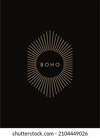 Logo in a modern style. Vector linear icon. Boho characters - sun logo design templates - abstract design elements for decoration in modern minimalist style for social media posts, stories.