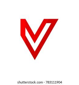 Logo modern of v initial design. flat red icon symbol on white background