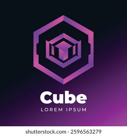 A logo of modern web cube internet sign. Vector illustration.
