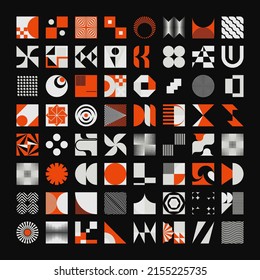 Logo modernism aesthetics vector abstract shapes collection made with minimalist geometric forms and graphics elements for poster, cover, art, presentation, prints, fabric, wallpaper and etc.