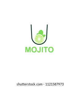 logo of mojito glass with lime and mint