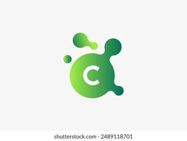 Logotipo Partícula molecular Letra C, Ciencia, Bio y Químico logo identidad. Archivo editable