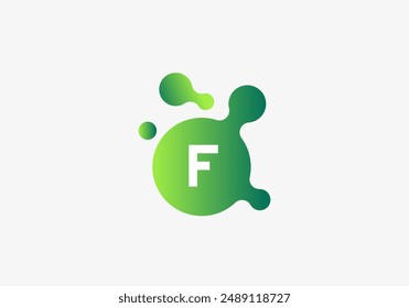 Logo Molecule particle Letter F, Science, Bio and Chemical logo identity. Editable file