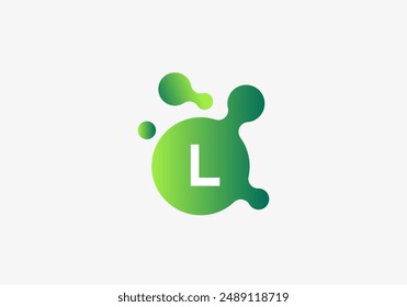 Logo Molecule particle Letter L, Science, Bio and Chemical logo identity. Editable file