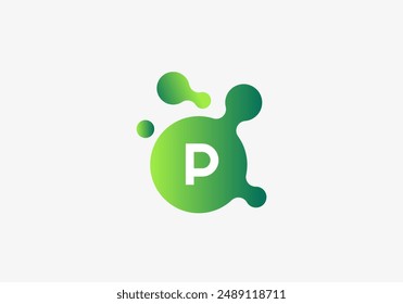 Logo Molecule particle Letter P, Science, Bio and Chemical logo identity. Editable file