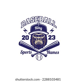 logo monkey baseball vector illustration