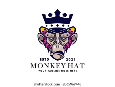 Logo Monkey Hat With Blue Hat For Entertainment And Media