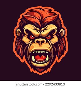 A logo of an monkey head, designed in esports illustration style - Vector