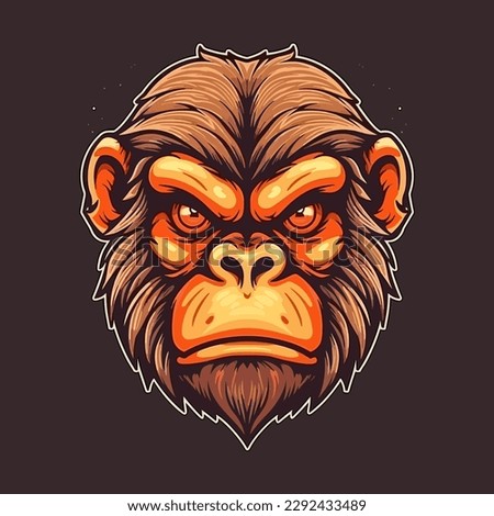 A logo of an monkey head, designed in esports illustration style - Vector