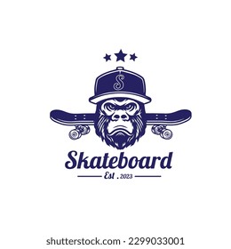 logo monkey skateboard vector illustration