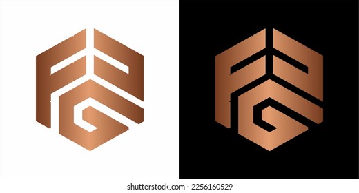 Logo mono gram gold gradient black and white background