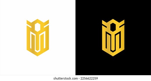 logo mono gram gold gradient black in white background