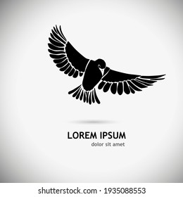 logo monochrome cute flying bird. Vector illustration