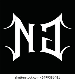Logotipo monograma con forma abstracta Plantilla de diseño de fondo negro