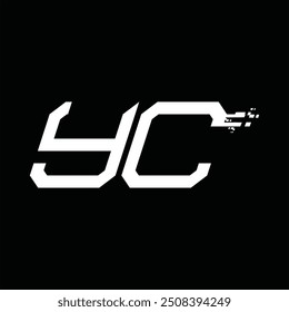Logo monogram abstract speed technology black background design template