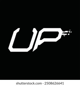 Logotipo monograma tecnología de velocidad abstracta Plantilla de diseño de fondo negro