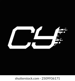 Logotipo monograma tecnología de velocidad abstracta Plantilla de diseño de fondo negro
