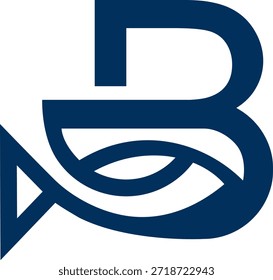 el logotipo es el monograma B Fish y el libro. Batik, Único y elegante.
